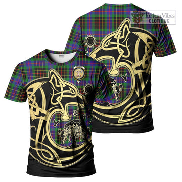 Brodie Hunting Modern Tartan T-Shirt with Family Crest Celtic Wolf Style
