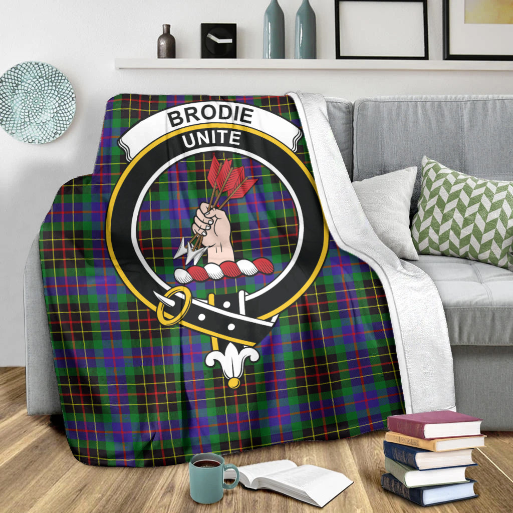 Brodie Hunting Modern Tartan Blanket with Family Crest X-Large 59 x 79 inches 150 x 200 cm - Tartan Vibes Clothing