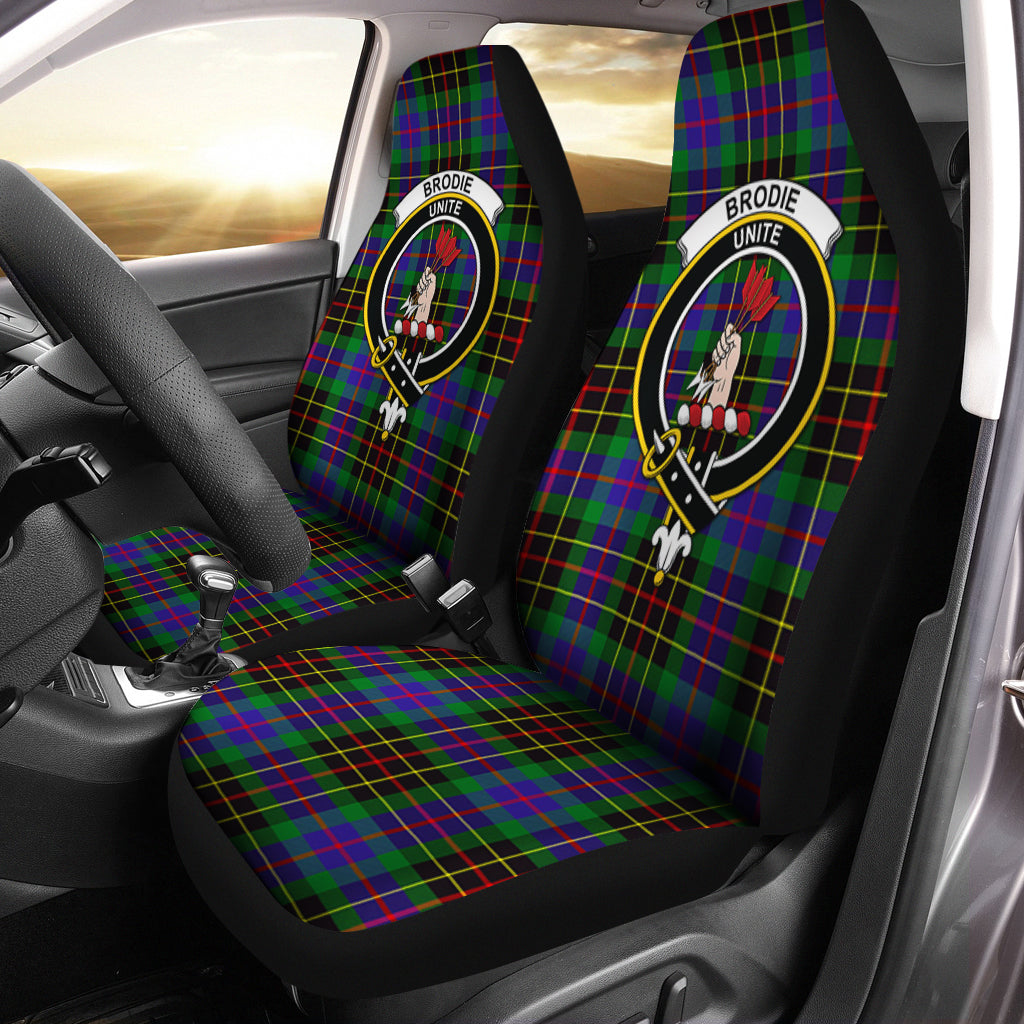 Brodie Hunting Modern Tartan Car Seat Cover with Family Crest One Size - Tartanvibesclothing