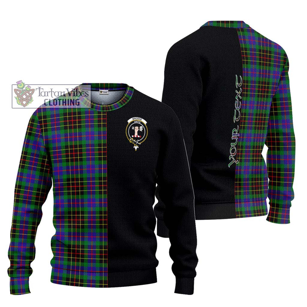 Brodie Hunting Modern Tartan Knitted Sweater with Family Crest and Half Of Me Style Unisex - Tartanvibesclothing Shop