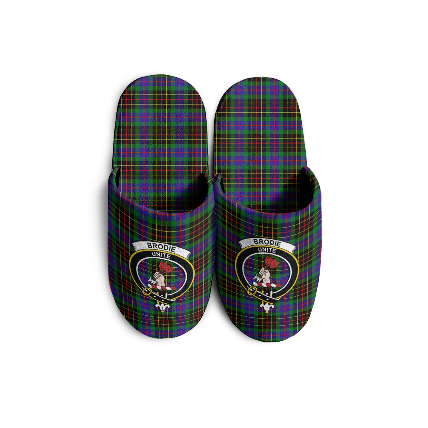 Brodie Hunting Modern Tartan Home Slippers with Family Crest - Tartanvibesclothing