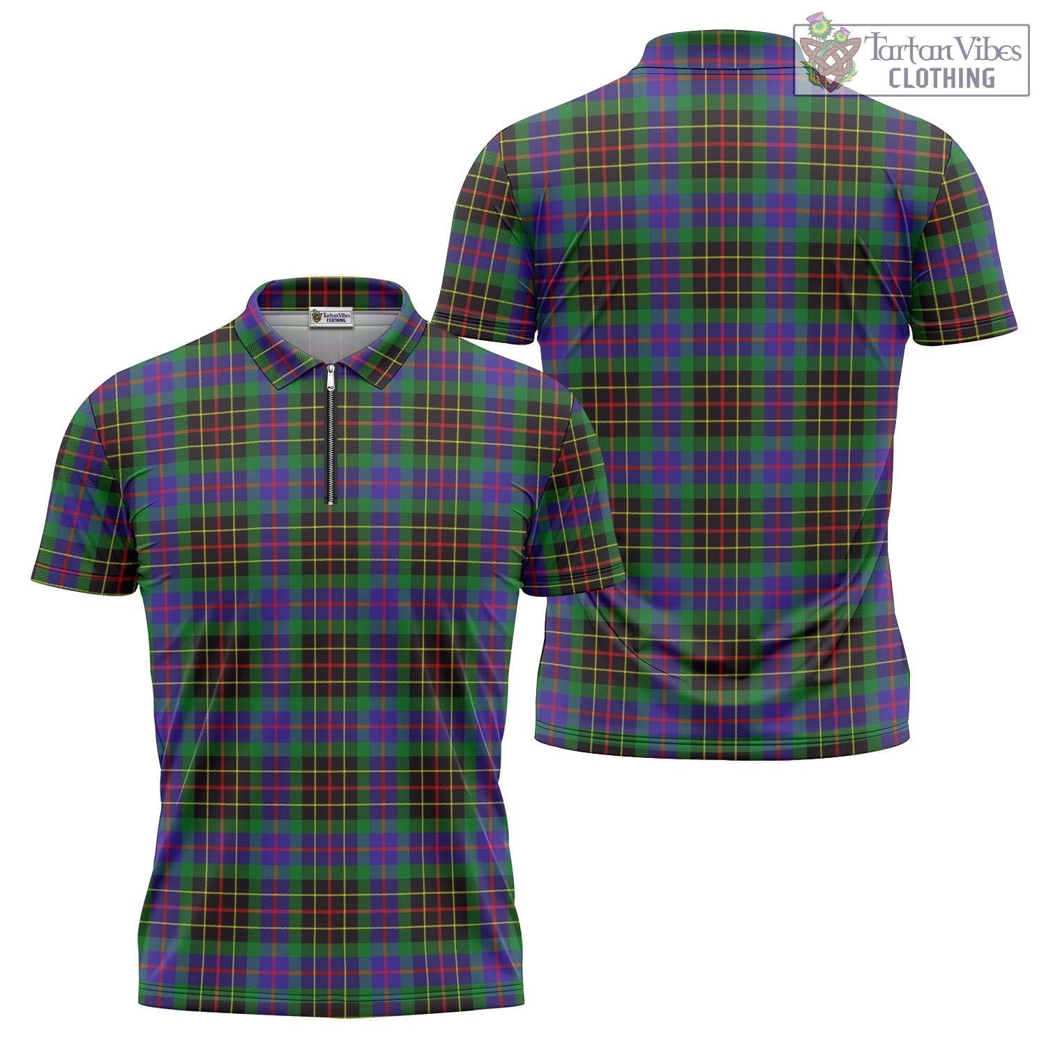 Tartan Vibes Clothing Brodie Hunting Modern Tartan Zipper Polo Shirt