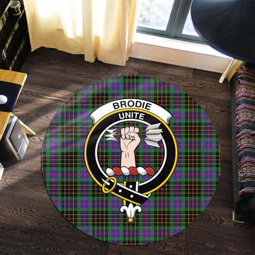 Brodie Hunting Modern Tartan Round Rug with Family Crest