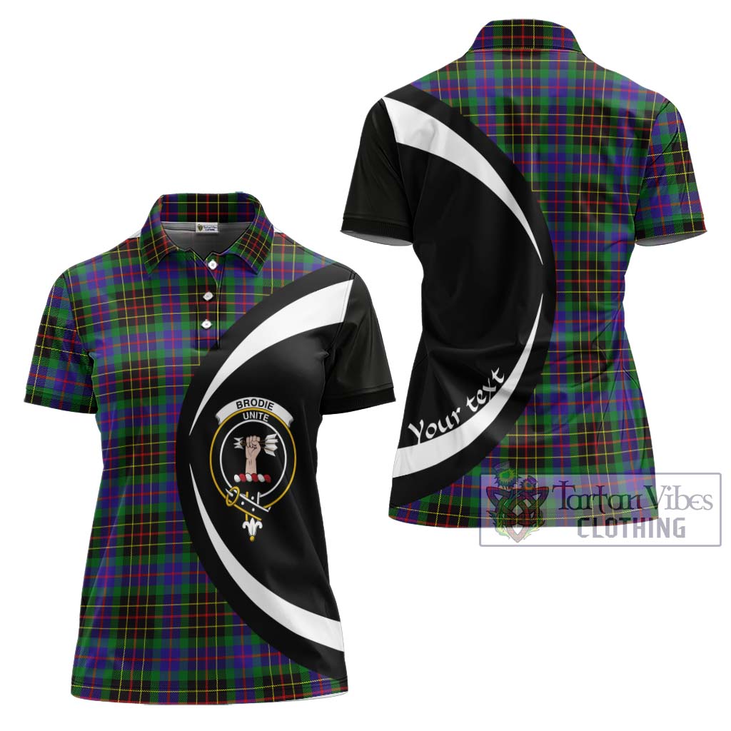 Tartan Vibes Clothing Brodie Hunting Modern Tartan Women's Polo Shirt with Family Crest Circle Style
