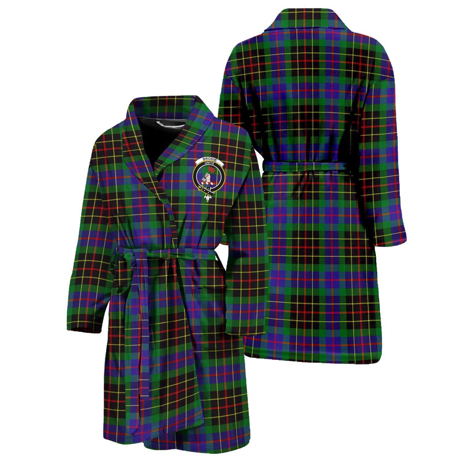 Brodie Hunting Modern Tartan Bathrobe with Family Crest Unisex S - Tartan Vibes Clothing