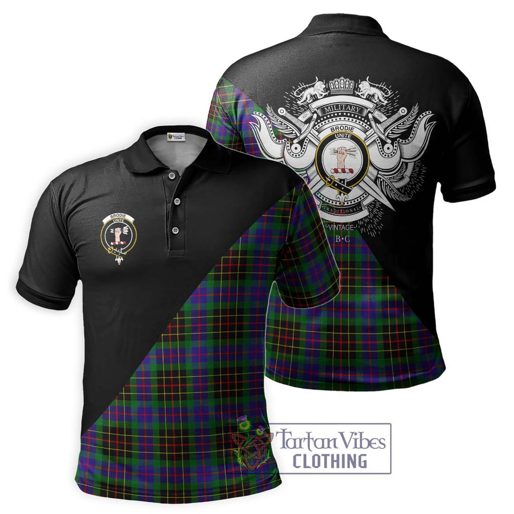 Brodie Hunting Modern Tartan Polo Shirt with Family Crest and Military Logo Style Kid - Tartanvibesclothing Shop