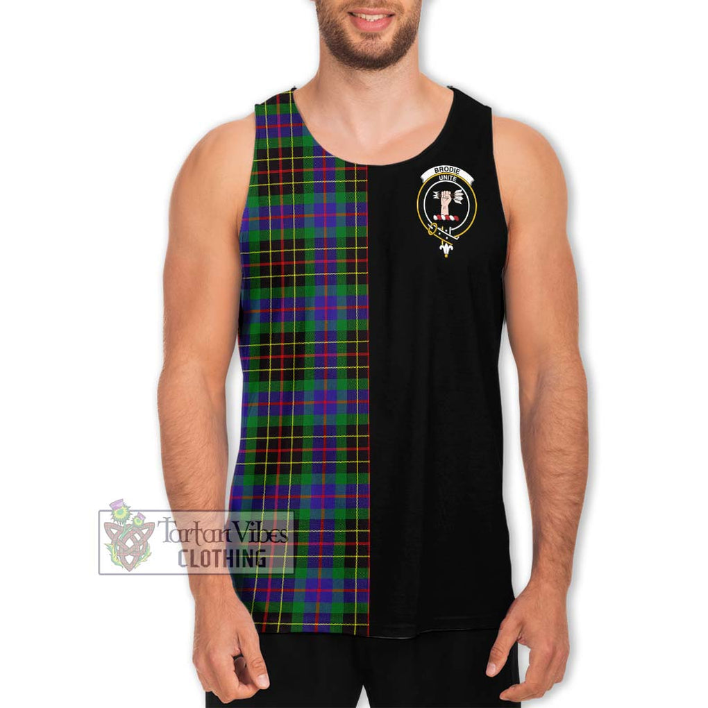 Brodie Hunting Modern Tartan Men's Tank Top with Family Crest and Half Of Me Style Men - Tartanvibesclothing Shop