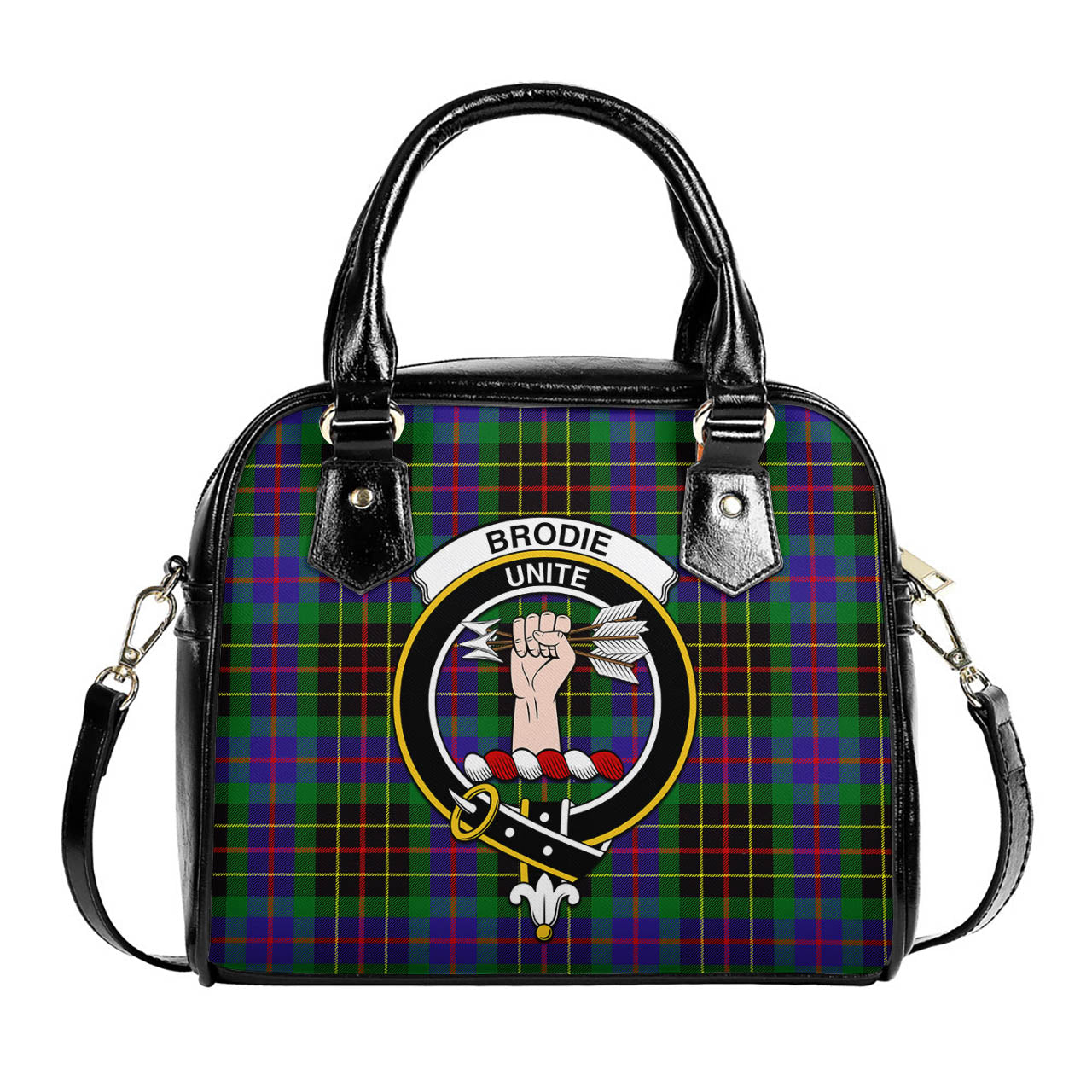 Brodie Hunting Modern Tartan Shoulder Handbags with Family Crest One Size 6*25*22 cm - Tartanvibesclothing