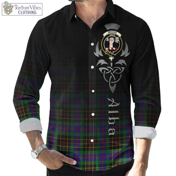 Brodie Hunting Modern Tartan Long Sleeve Button Up Featuring Alba Gu Brath Family Crest Celtic Inspired