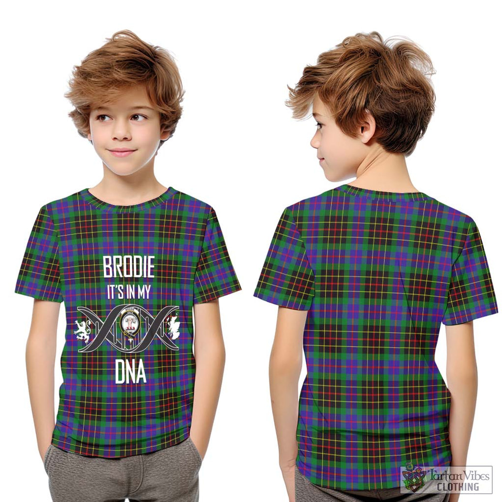 Brodie Hunting Modern Tartan Kid T-Shirt with Family Crest DNA In Me Style Youth XL Size14 - Tartanvibesclothing Shop