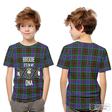 Brodie Hunting Modern Tartan Kid T-Shirt with Family Crest DNA In Me Style