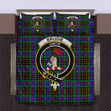 Brodie Hunting Modern Tartan Quilt Bed Set with Family Crest