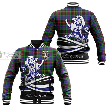 Brodie Hunting Modern Tartan Baseball Jacket with Alba Gu Brath Regal Lion Emblem