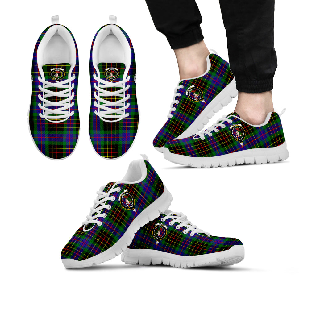 Brodie Hunting Modern Tartan Sneakers with Family Crest Kid's Sneakers - Tartan Vibes Clothing