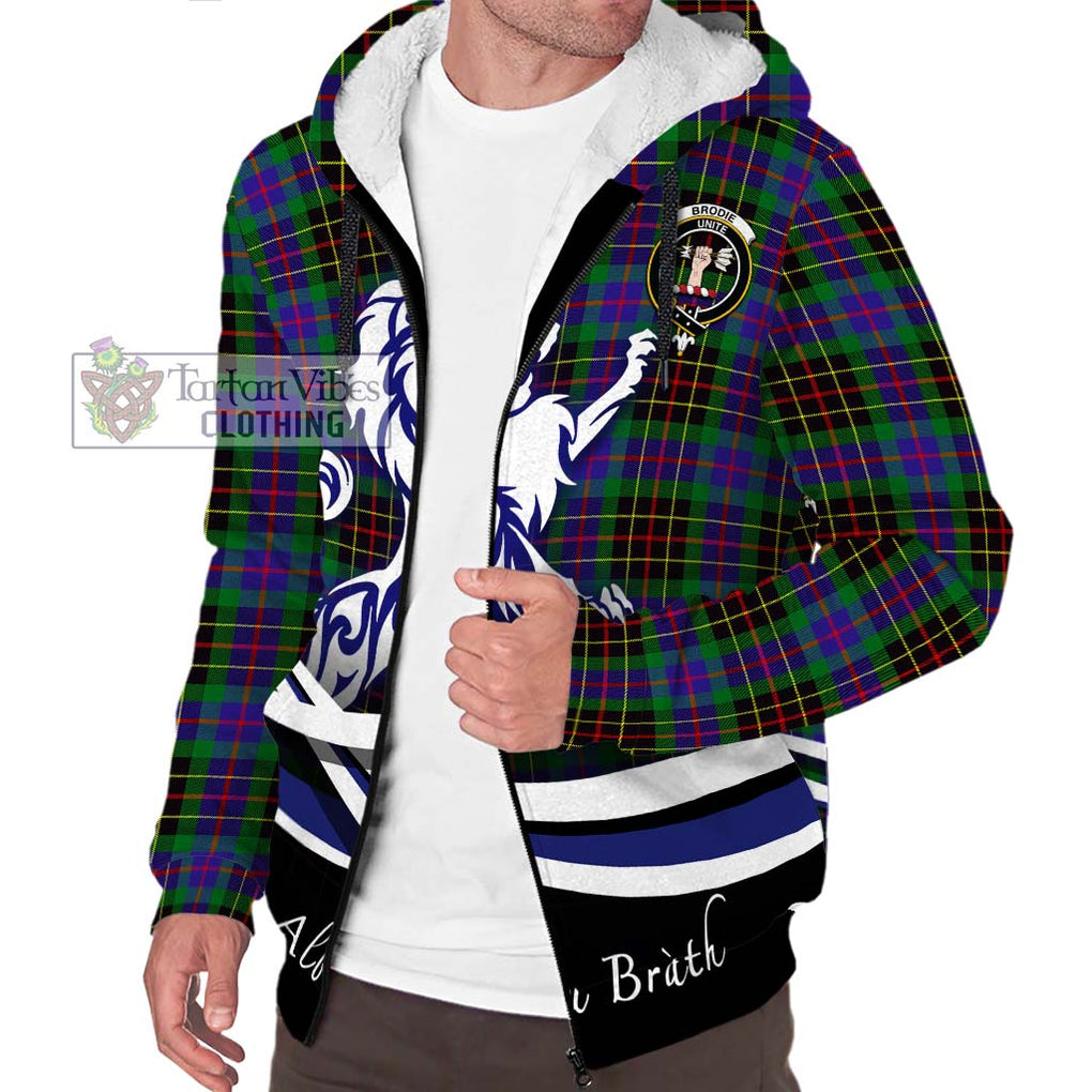 Brodie Hunting Modern Tartan Sherpa Hoodie with Alba Gu Brath Regal Lion Emblem Unisex S - Tartanvibesclothing Shop