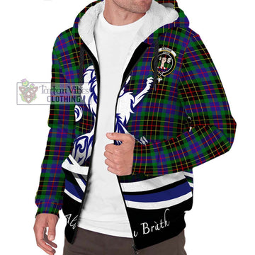 Brodie Hunting Modern Tartan Sherpa Hoodie with Alba Gu Brath Regal Lion Emblem