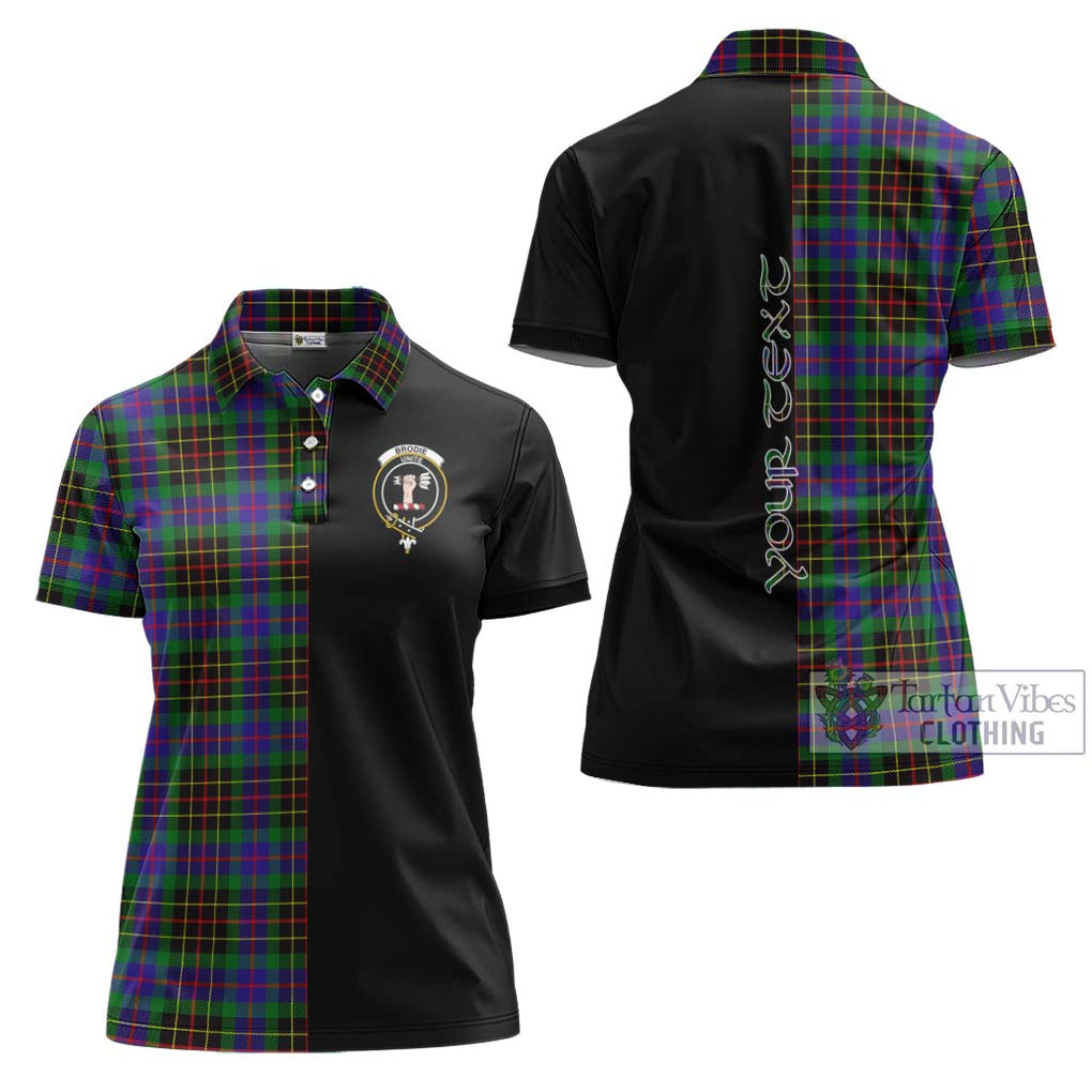 Brodie Hunting Modern Tartan Women's Polo Shirt with Family Crest and Half Of Me Style Women - Tartanvibesclothing Shop