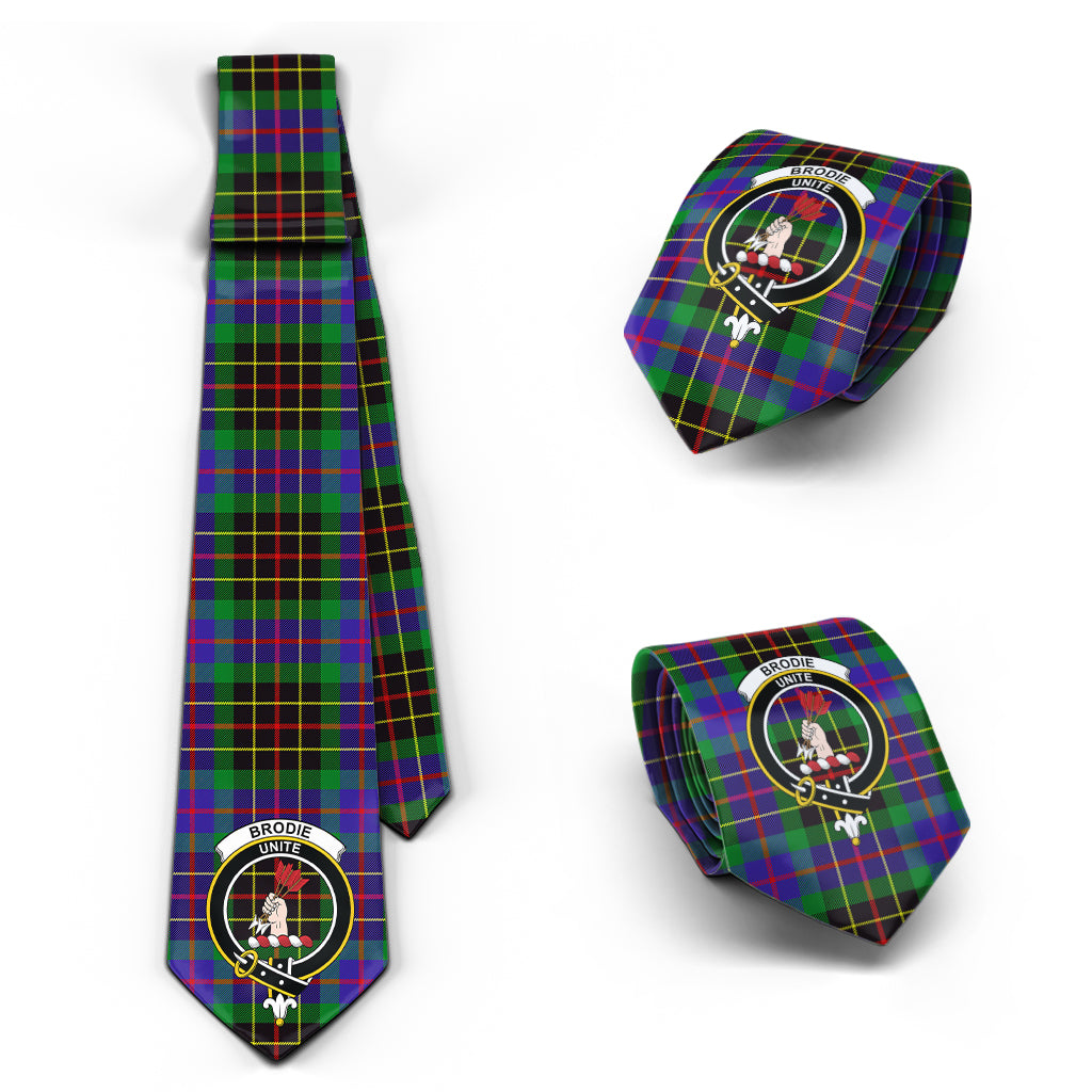 Brodie Hunting Modern Tartan Classic Necktie with Family Crest Necktie One Size - Tartan Vibes Clothing