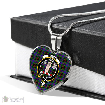 Brodie Hunting Modern Tartan Heart Necklace with Family Crest