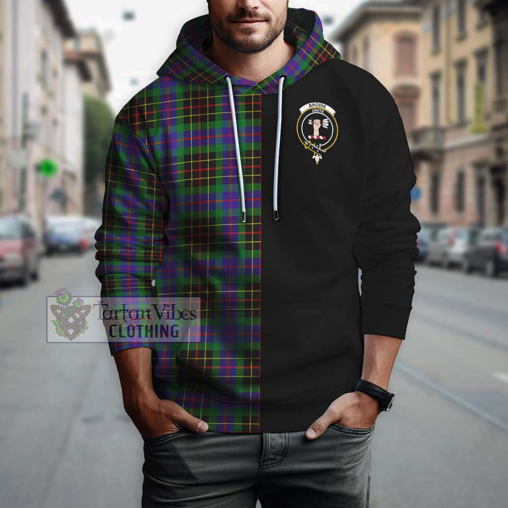 Brodie Hunting Modern Tartan Hoodie with Family Crest and Half Of Me Style Zip Hoodie - Tartanvibesclothing Shop