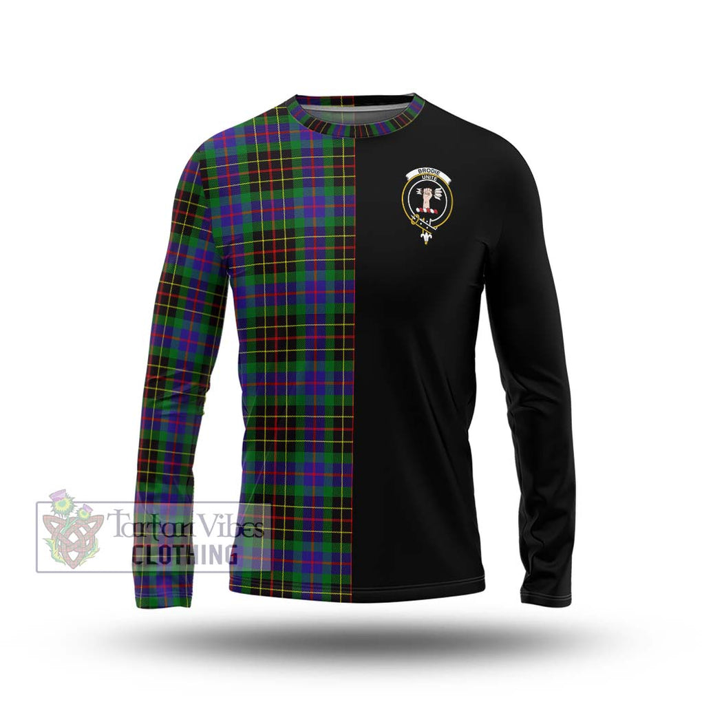 Brodie Hunting Modern Tartan Long Sleeve T-Shirt with Family Crest and Half Of Me Style Unisex - Tartanvibesclothing Shop