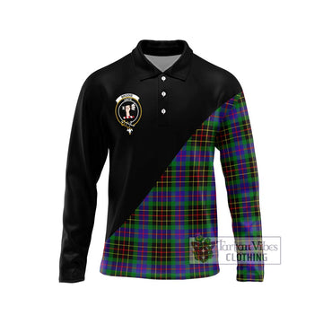 Brodie Hunting Modern Tartan Long Sleeve Polo Shirt with Family Crest and Military Logo Style