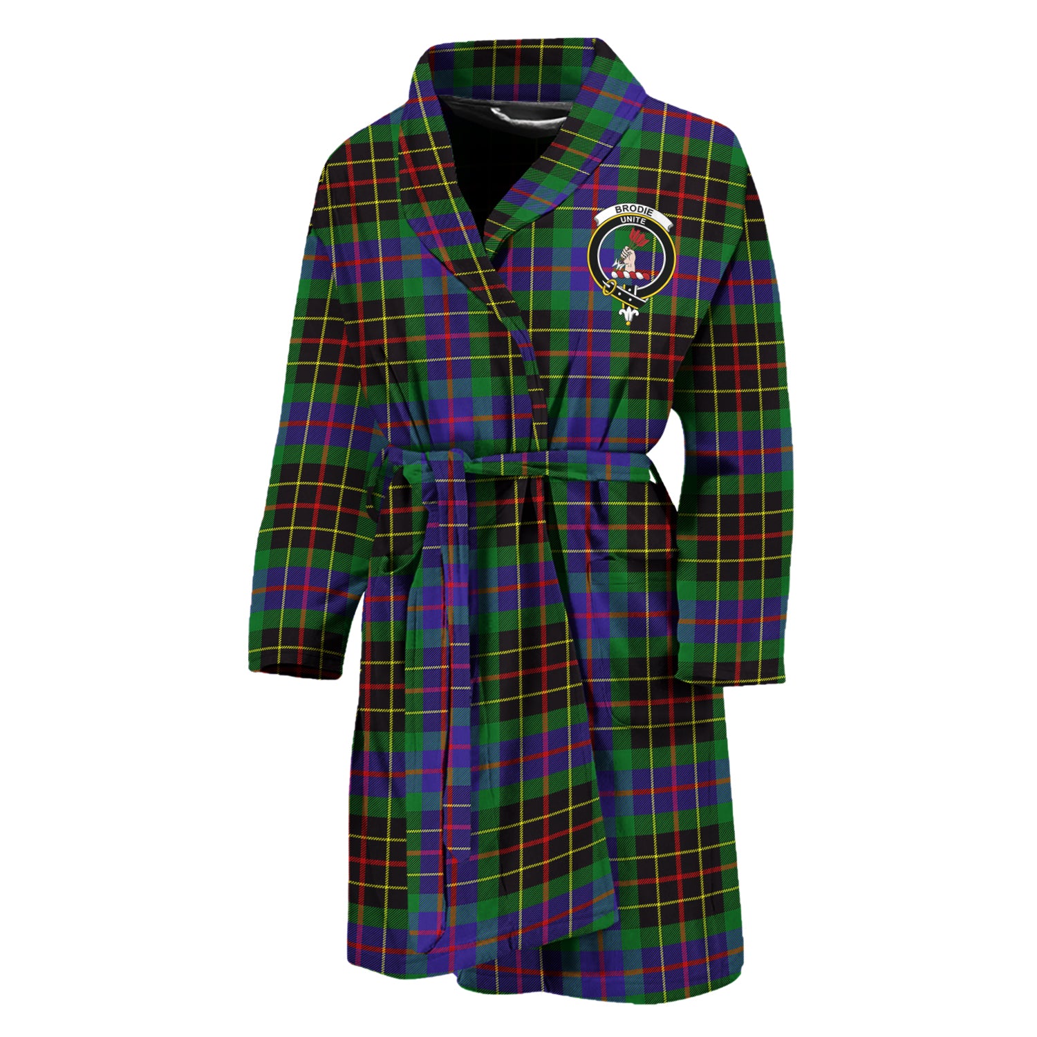 Brodie Hunting Modern Tartan Bathrobe with Family Crest Unisex M - Tartan Vibes Clothing