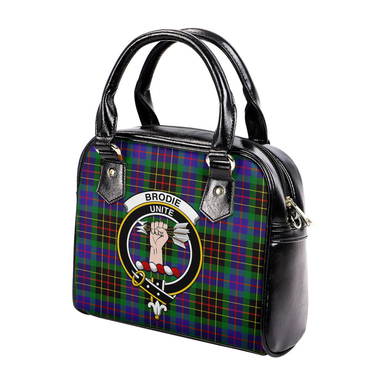 Brodie Hunting Modern Tartan Shoulder Handbags with Family Crest - Tartanvibesclothing