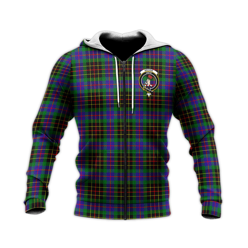 Brodie Hunting Modern Tartan Knitted Hoodie with Family Crest Unisex Knitted Zip Hoodie - Tartanvibesclothing