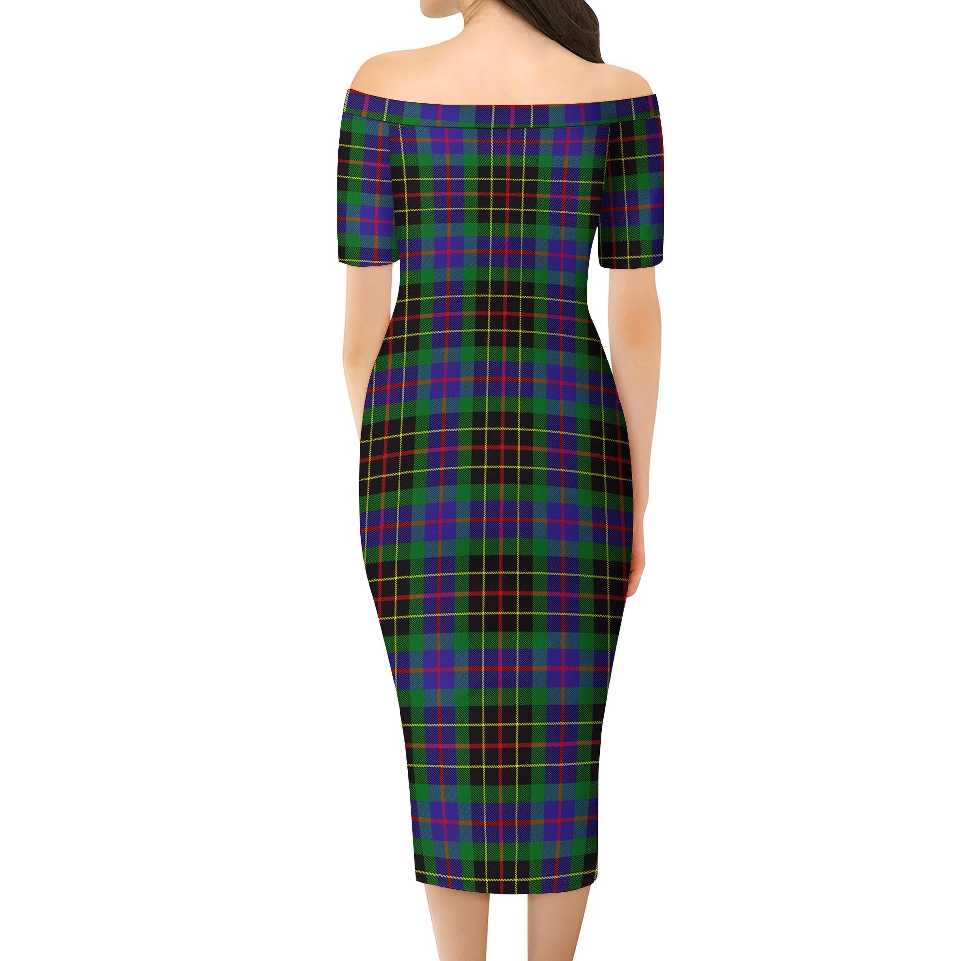 Brodie Hunting Modern Tartan Off Shoulder Lady Dress - Tartanvibesclothing