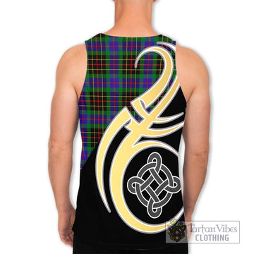 Brodie Hunting Modern Tartan Men's Tank Top with Family Crest and Celtic Symbol Style