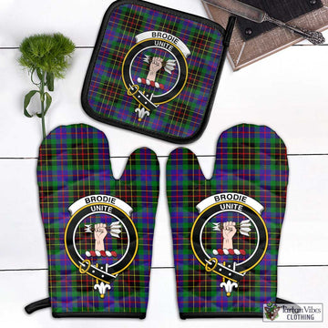 Brodie Hunting Modern Tartan Combo Oven Mitt & Pot-Holder with Family Crest