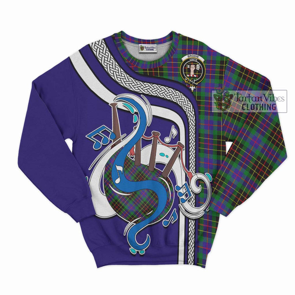 Brodie Hunting Modern Tartan Sweatshirt with Epic Bagpipe Style - Tartanvibesclothing Shop