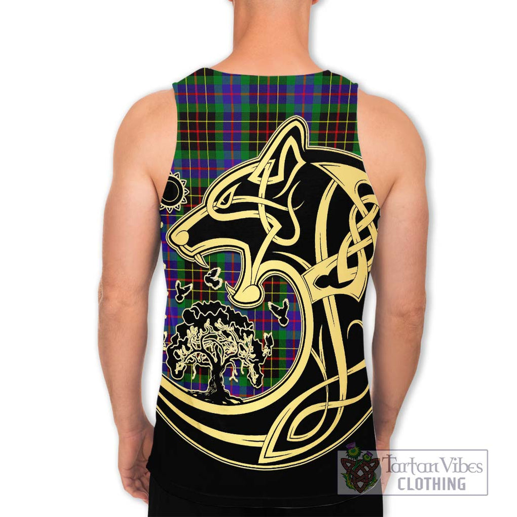 Brodie Hunting Modern Tartan Men's Tank Top with Family Crest Celtic Wolf Style - Tartan Vibes Clothing