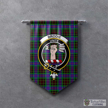 Brodie Hunting Modern Tartan Gonfalon, Tartan Banner with Family Crest