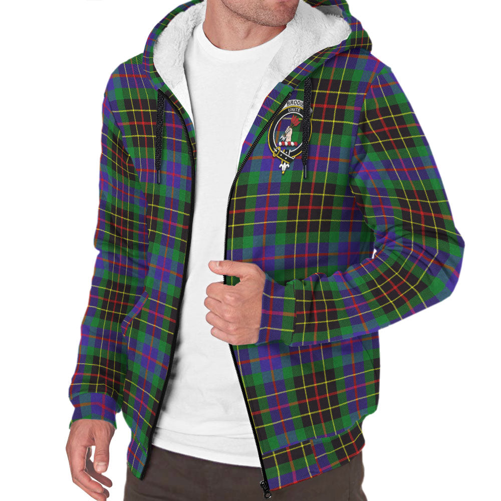 Brodie Hunting Modern Tartan Sherpa Hoodie with Family Crest - Tartanvibesclothing