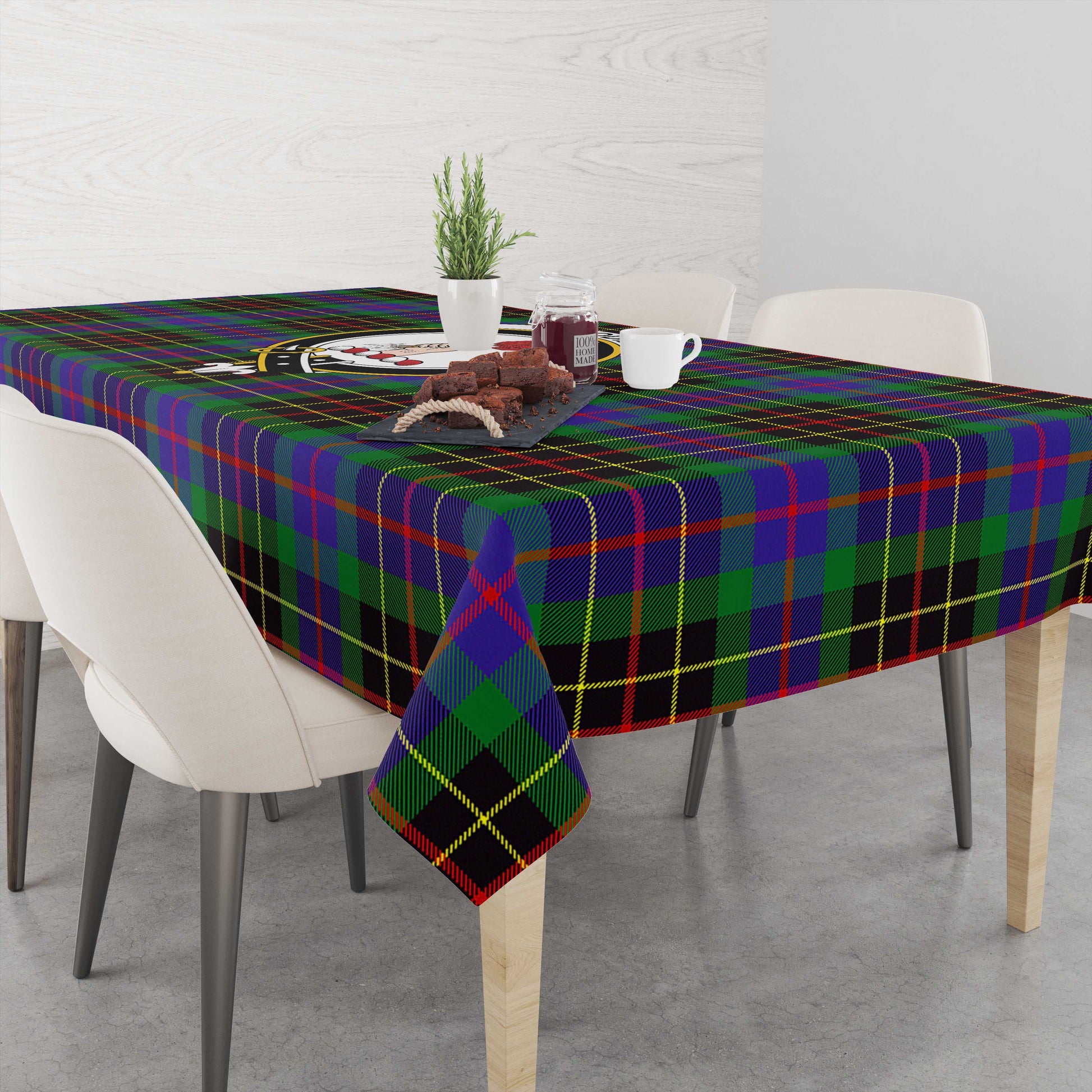 Brodie Hunting Modern Tatan Tablecloth with Family Crest - Tartanvibesclothing