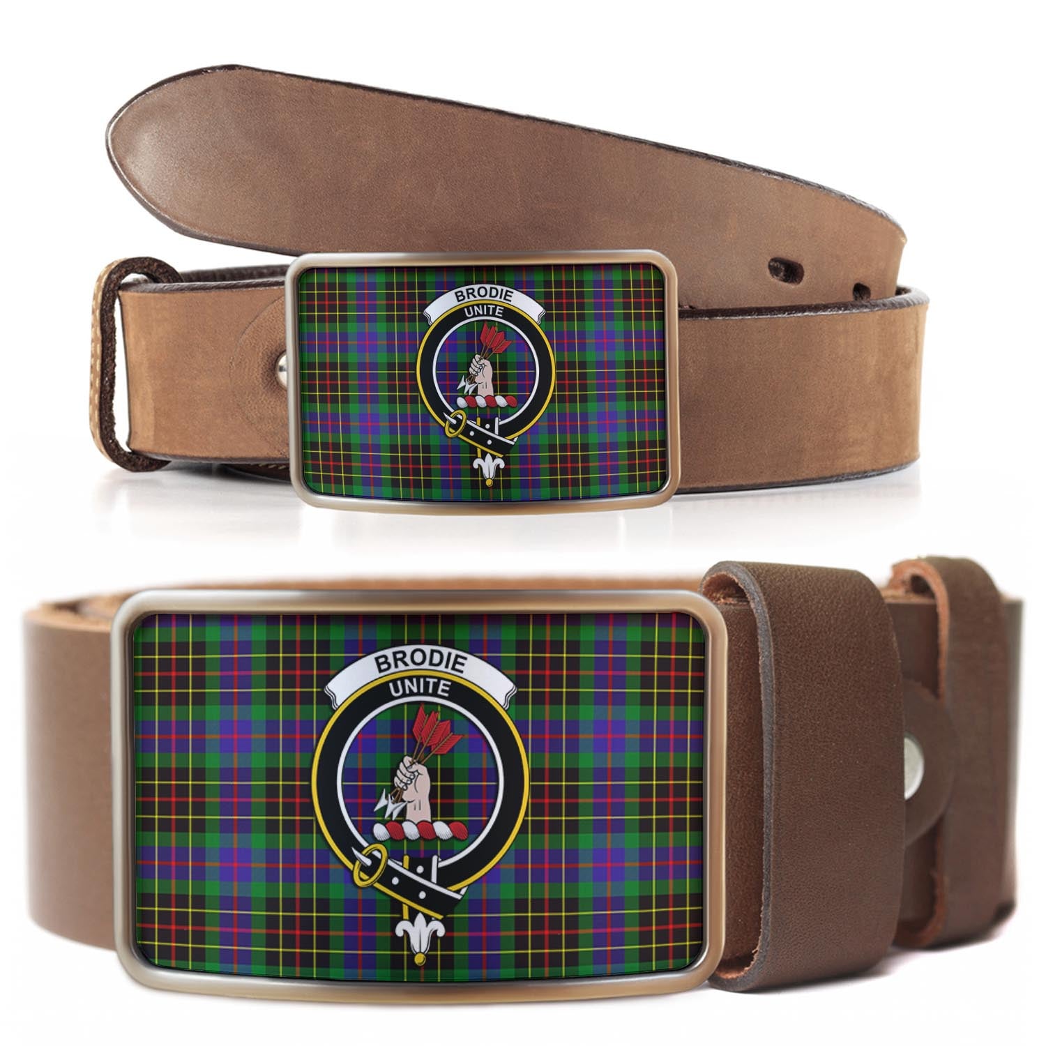 Brodie Hunting Modern Tartan Belt Buckles with Family Crest - Tartan Vibes Clothing