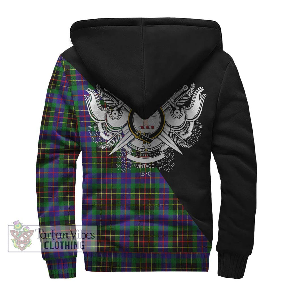 Brodie Hunting Modern Tartan Sherpa Hoodie with Family Crest and Military Logo Style - Tartanvibesclothing Shop