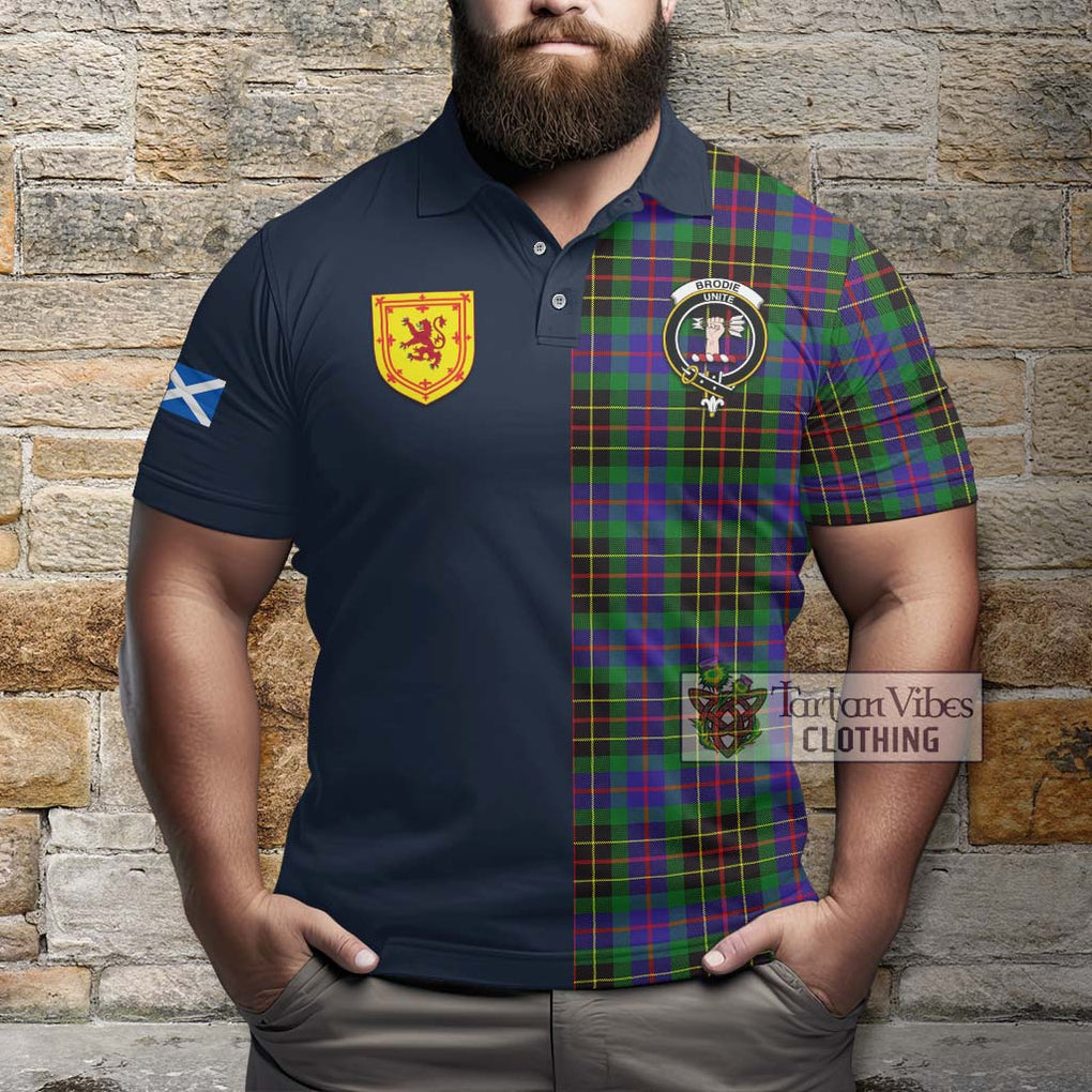 Tartan Vibes Clothing Brodie Hunting Modern Tartan Polo Shirt with Scottish Lion Royal Arm Half Style