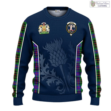 Brodie Hunting Modern Tartan Knitted Sweatshirt with Family Crest and Scottish Thistle Vibes Sport Style