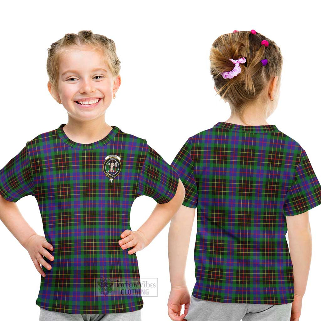 Brodie Hunting Modern Tartan Kid T-Shirt with Family Crest - Tartanvibesclothing Shop