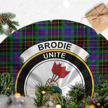 Brodie Hunting Modern Tartan Christmas Tree Skirt with Family Crest