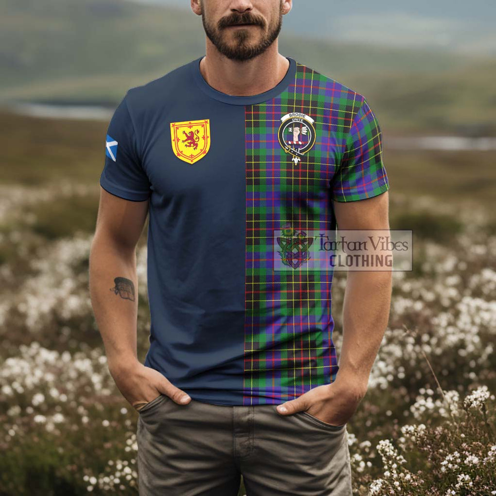 Tartan Vibes Clothing Brodie Hunting Modern Tartan T-Shirt Alba with Scottish Lion Royal Arm Half Style