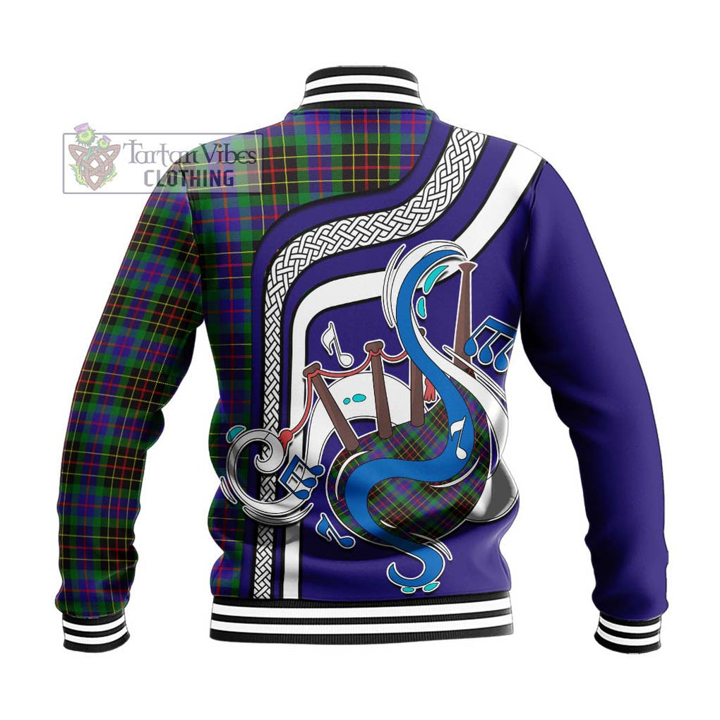 Tartan Vibes Clothing Brodie Hunting Modern Tartan Baseball Jacket with Epic Bagpipe Style