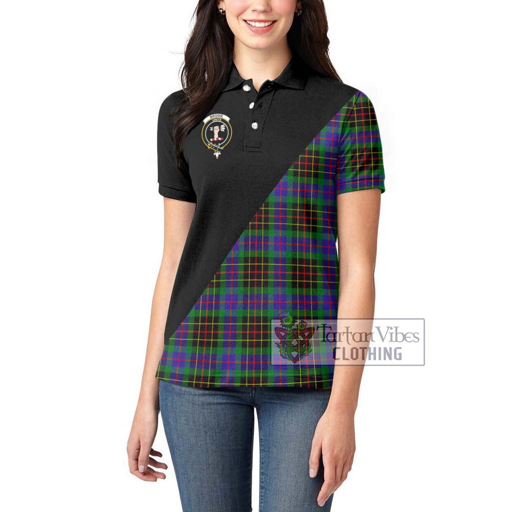 Brodie Hunting Modern Tartan Women's Polo Shirt with Family Crest and Military Logo Style - Tartanvibesclothing Shop