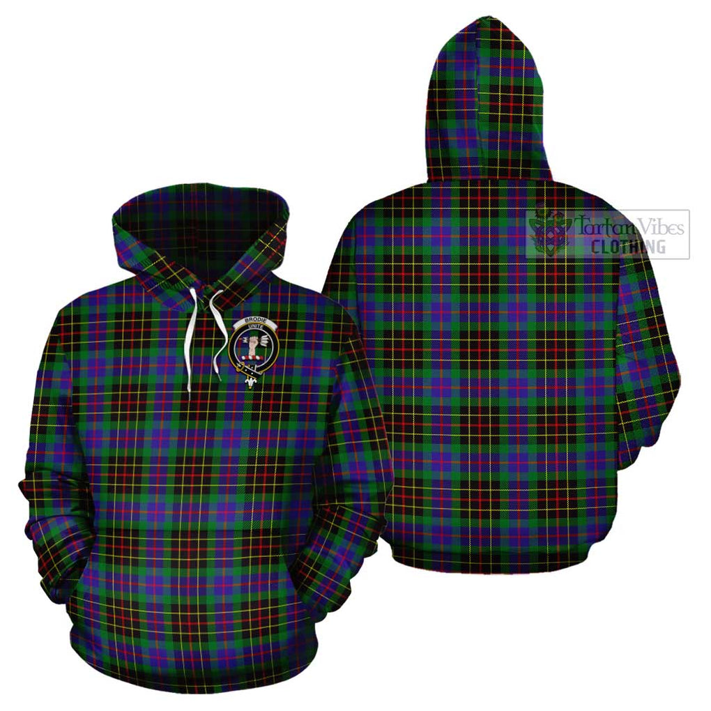 Brodie Hunting Modern Tartan Cotton Hoodie with Family Crest Pullover Hoodie - Tartan Vibes Clothing