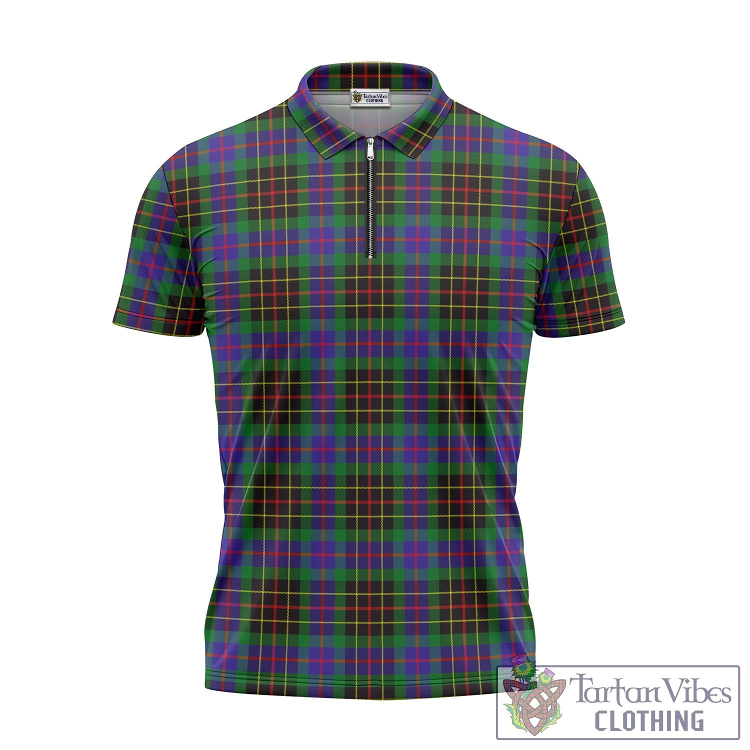 Tartan Vibes Clothing Brodie Hunting Modern Tartan Zipper Polo Shirt