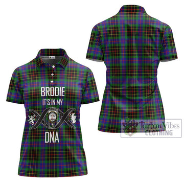 Brodie Hunting Modern Tartan Women's Polo Shirt with Family Crest DNA In Me Style