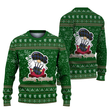 Brodie Hunting Modern Clan Christmas Family Ugly Sweater with Funny Gnome Playing Bagpipes